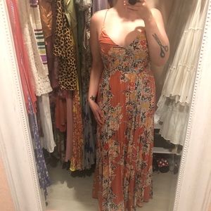 Free people coral maxi dress- large